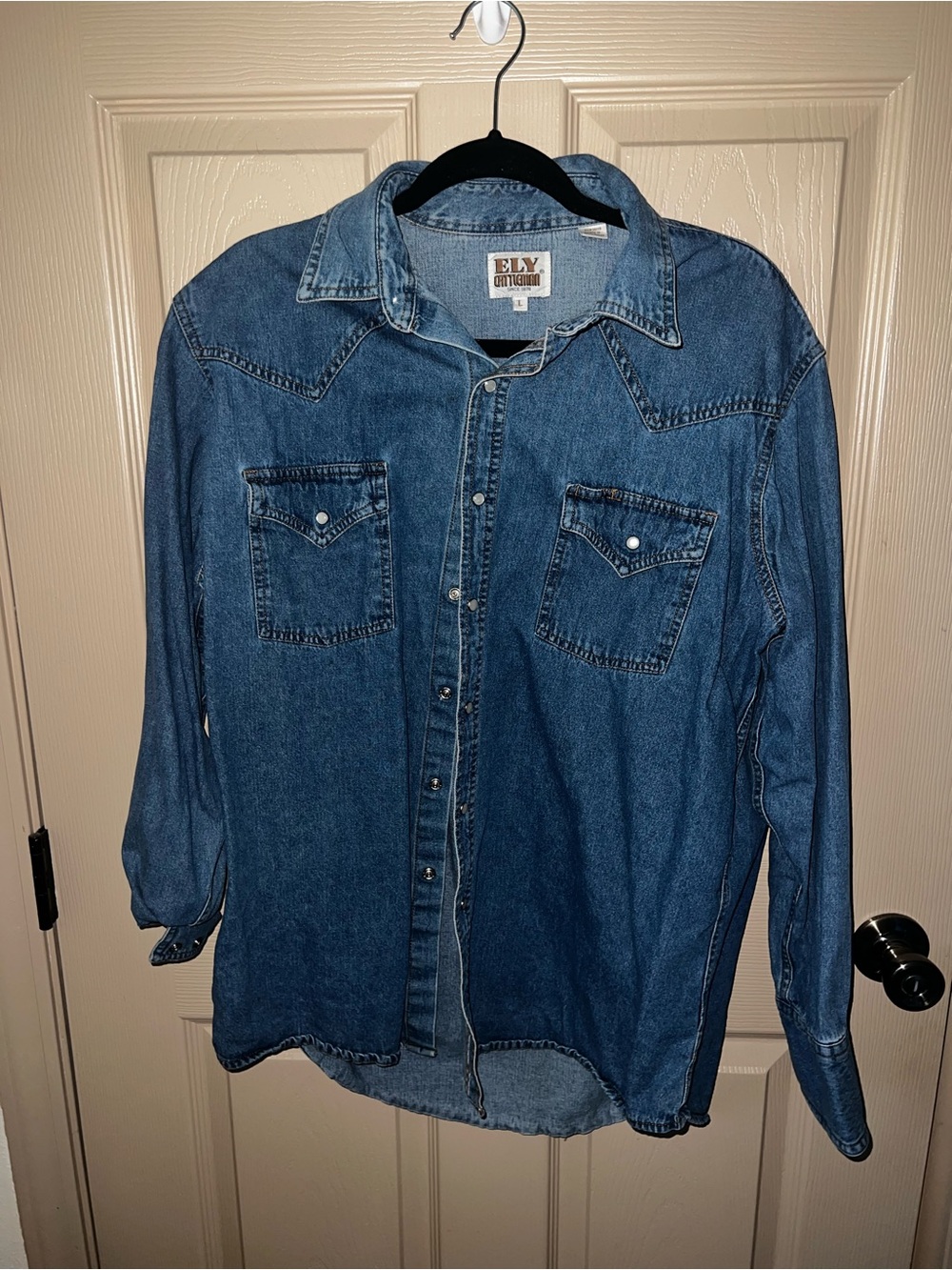 ELY Denim Western Snap Shirt Jacket - Classic Blue